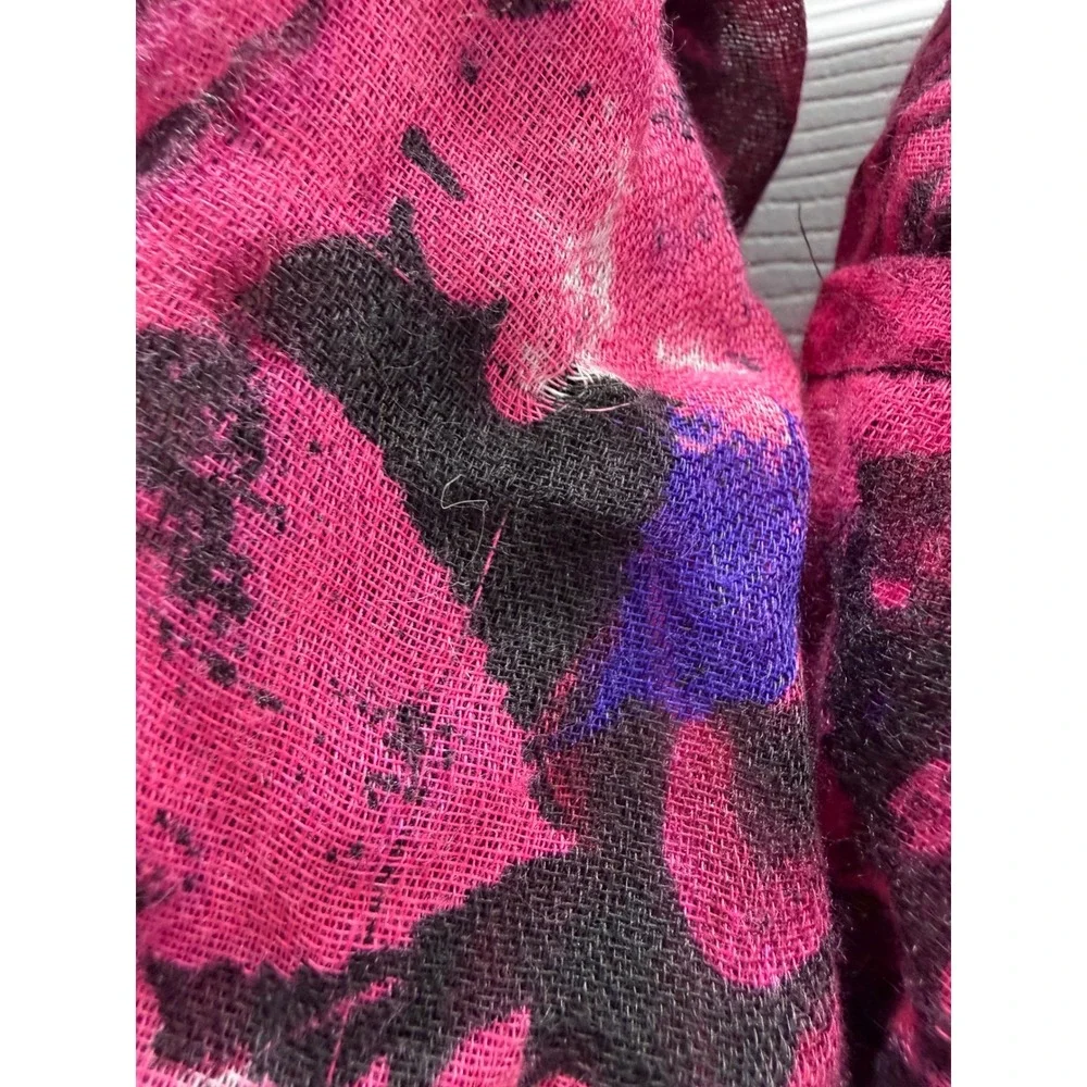 Apt. 9 Womens Pink Floral Rose Infinity Scarf Black Crochet Lace Trim New